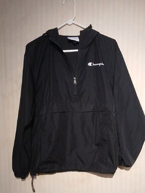 Champion Black Hooded Half-Zip Pullover